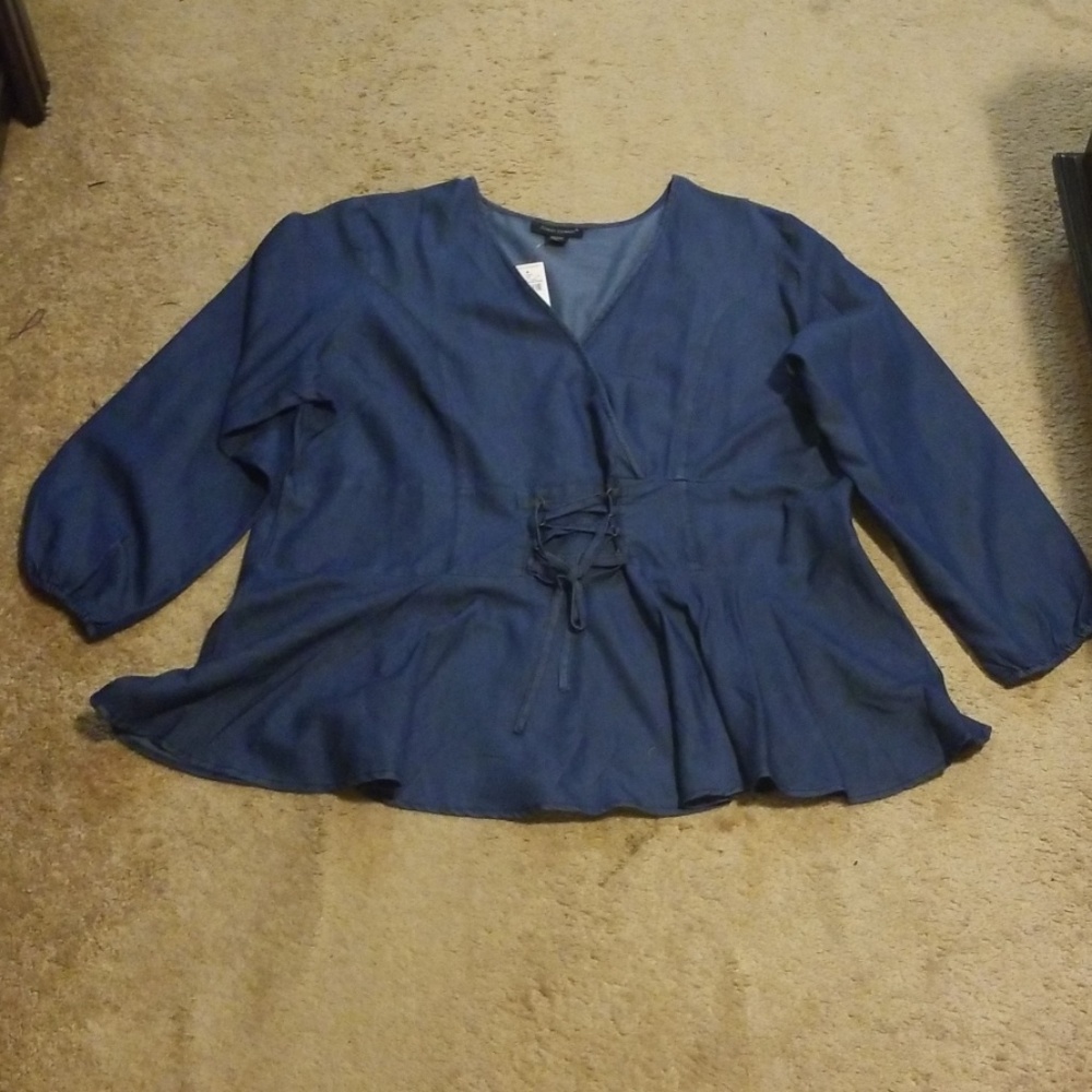 New Ashley Stewart Denim Look Peplum